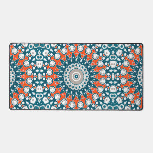 Tapis de Bureau Mandala Bold Sarcelle Corail