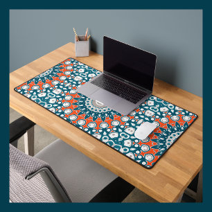 Tapis de Bureau Mandala Bold Sarcelle Corail