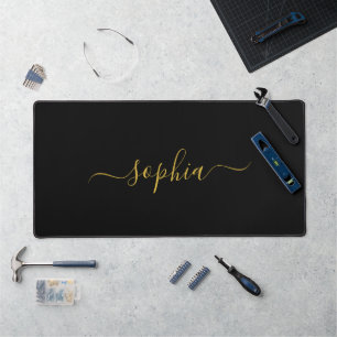Tapis de bureau métallisé or élégant avec votre no
