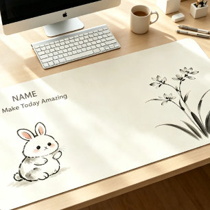 Tapis de bureau minimaliste personnalisé avec nom