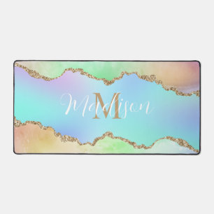 Tapis de bureau monogramme arc-en-ciel pastel Coul
