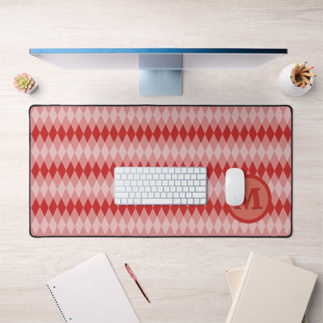 Tapis de bureau - Motif Jacquard en rouge avec Mon (Bureau 1)