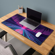 Tapis de bureau néon crépuscule Synthwave Rétro 80