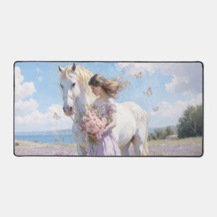 Tapis de bureau peinture à l'huile Cheval Blanc et