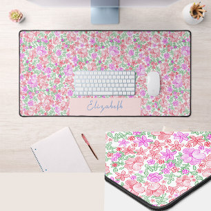 Tapis de bureau personnalisé Fleurs roses et orang