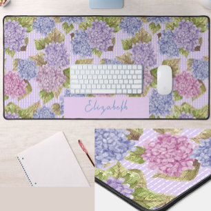 Tapis de bureau personnalisé Fleurs roses et viole