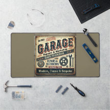 Tapis de bureau personnalisé vintage pour garage 