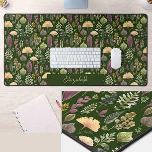 Tapis de bureau vert personnalisé avec feuilles d'