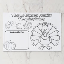 Tapis de coloriage de Thanksgiving