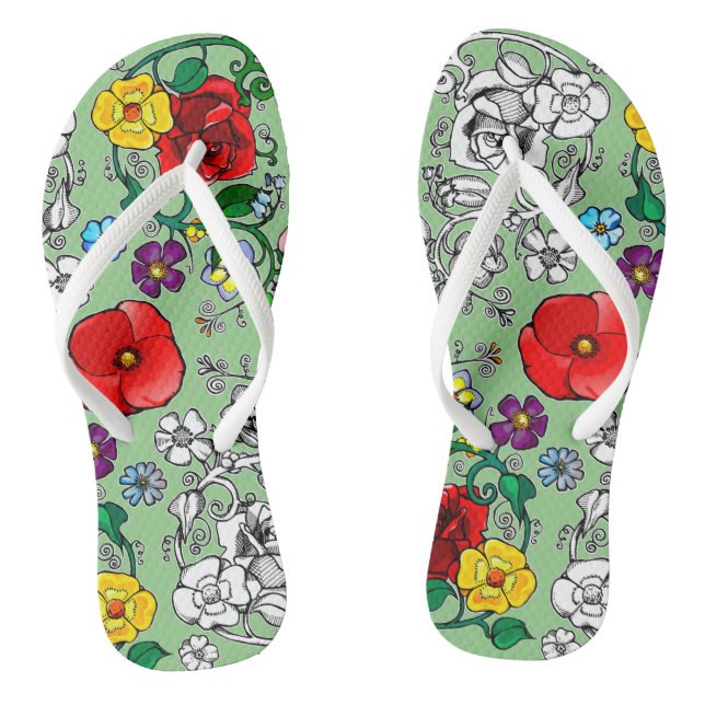 Tapis de fleurs au coquelicot flip flops (Fußbett)