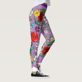 Tapis de fleurs au coquelicot leggings