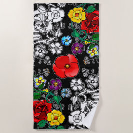 Tapis de fleurs au coquelicot strandtuch