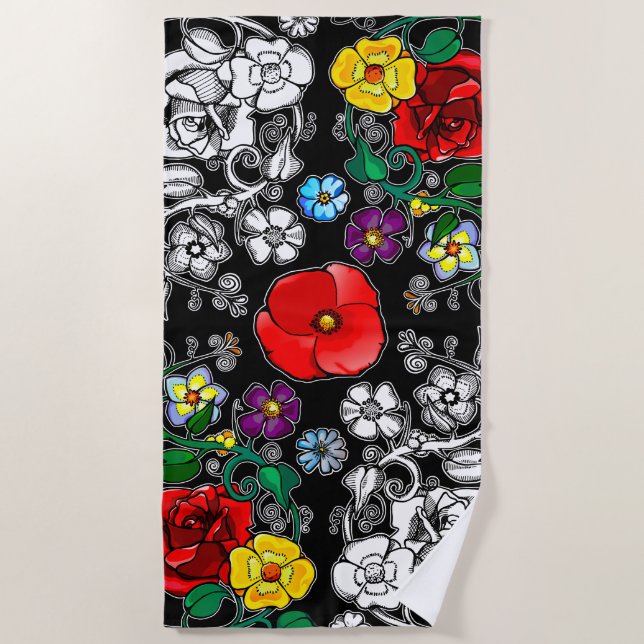 Tapis de fleurs au coquelicot strandtuch (Vorderseite)