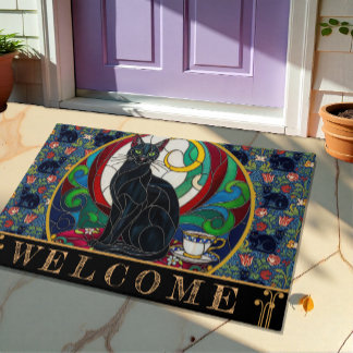 Tapis de porte Art Chat Noir Victorien, Chats Vint