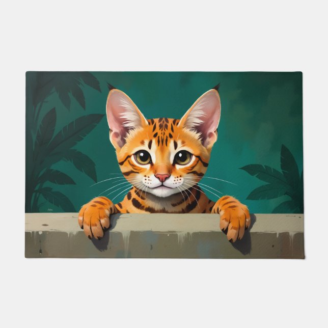 Tapis de porte artistique représentant un chat Ben (Devant)