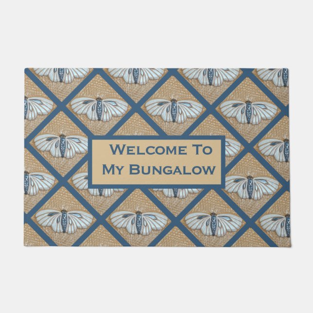 Tapis de porte avec tuiles Moth blanches (Devant)