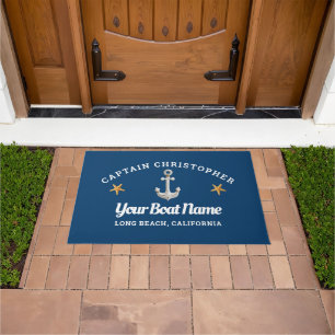Tapis de porte bleu personnalisé avec Starfish et