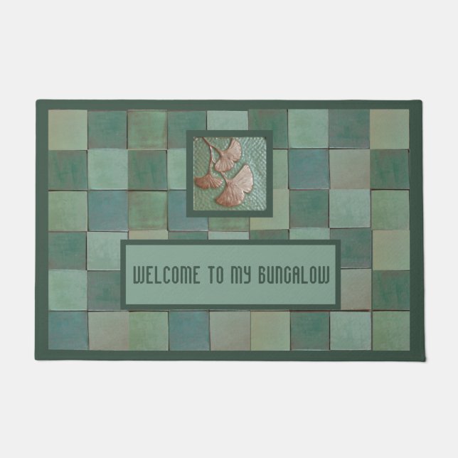 Tapis de porte Bungalow avec feuille Gingko et car (Devant)
