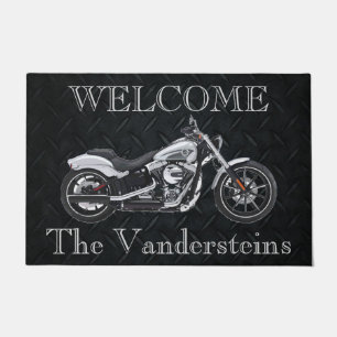 Tapis de porte d'accueil de nom de famille de moto