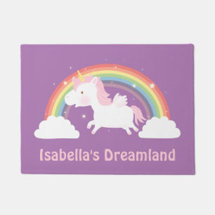 Tapis de porte de chambre de filles licorne mignon