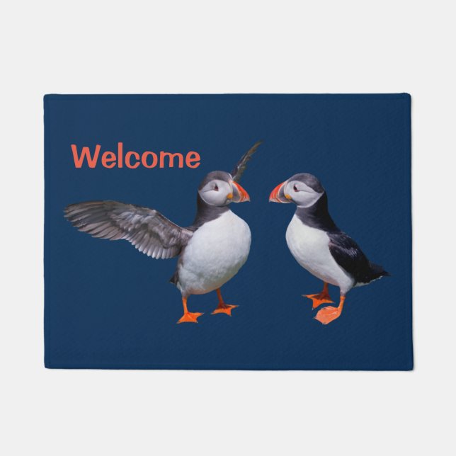 Tapis de porte de copains de macareux (marine) (Devant)