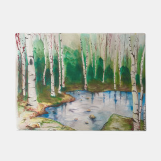 Tapis de porte de forêt d'arbre de bouleau