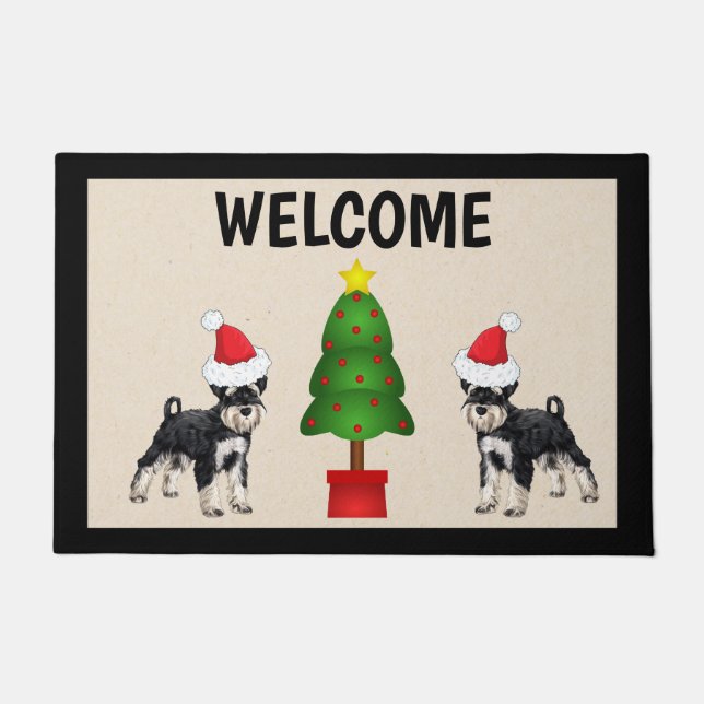 Tapis de porte de Noël Schnauzer (Devant)