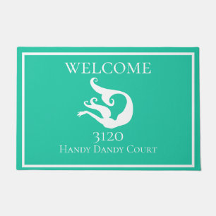 Tapis de porte de sirène bleu Turquoise blanc pers