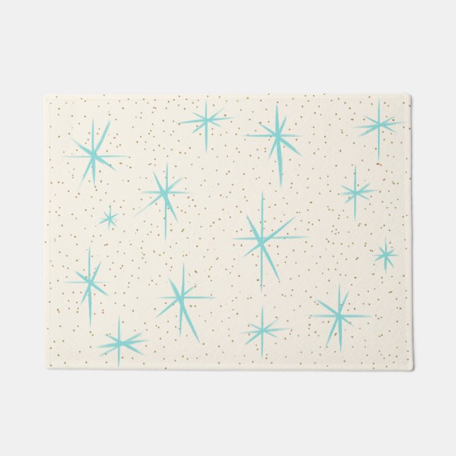 Tapis de porte de Starbursts de turquoise d'âge (Devant)