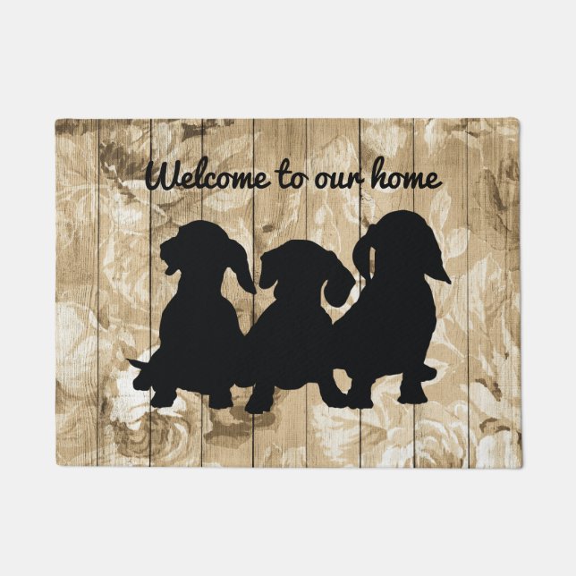 Tapis de porte en bois Faux Floral Rustique (Devant)