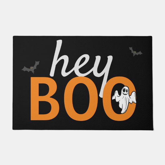 Tapis de porte - hey BOO Ghost / Bats Noir (Devant)
