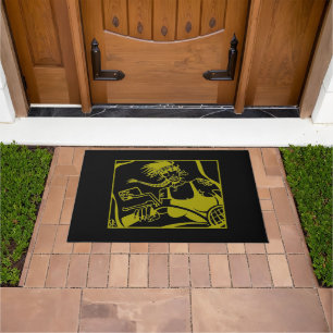 Tapis de porte jaune et noir
