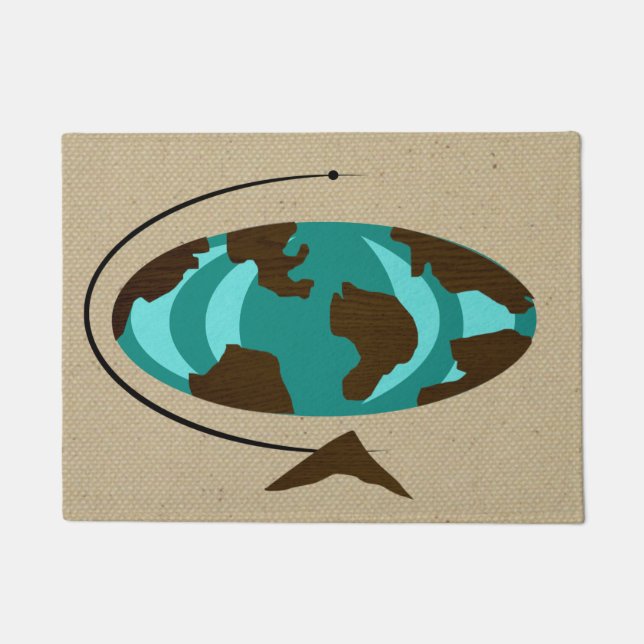 Tapis de porte moderne d'art de globe de la moitié (Devant)