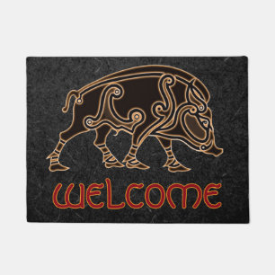 Tapis de porte motif sanglier celtique 18" x 24"