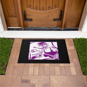 Tapis de porte noir blanc pourpre Chick