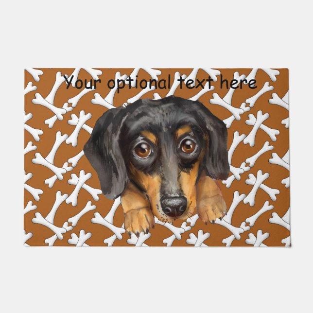 Tapis de porte noir et tan Dachshund (Devant)