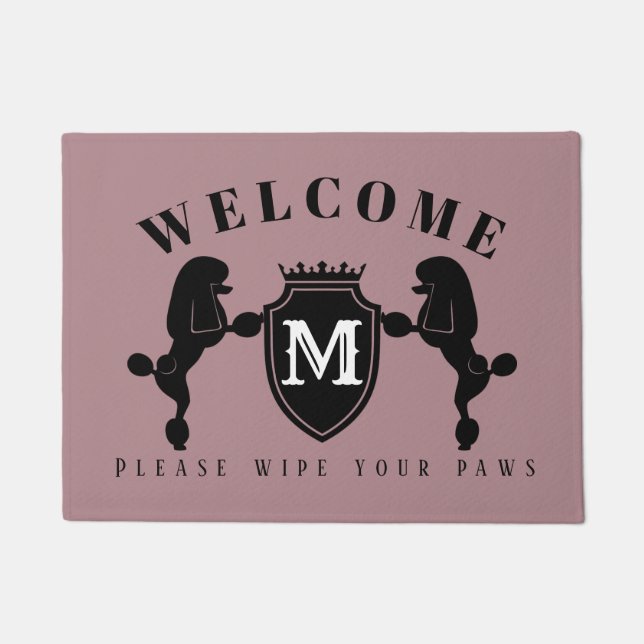 Tapis de porte personnalisable de caniche (coupe (Devant)