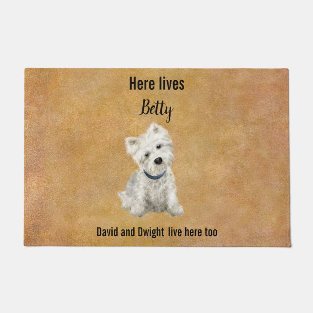 Tapis de porte personnalisable mignon Westie (Devant)