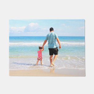 Tapis de porte personnalisé avec bébé et papa