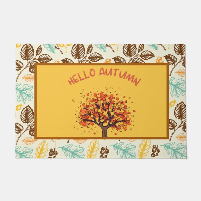 Tapis de porte personnalisé "Bonjour l'automne" au (Devant)