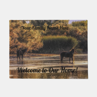 Tapis de porte personnalisé - chevaux sauvages de
