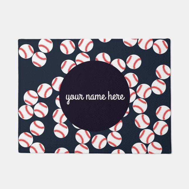Tapis de porte personnalisé de base-ball (Devant)