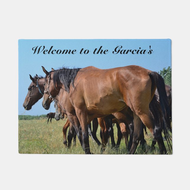 Tapis de porte personnalisé de cheval de baie (Devant)
