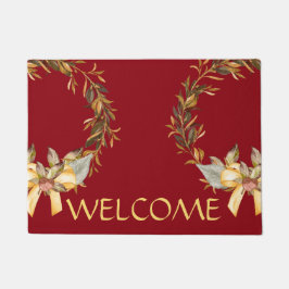 Tapis de porte rustique de guirlande de vacances,