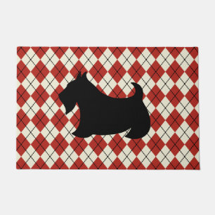 Tapis de porte Scottish Terrier Argyle Rouge
