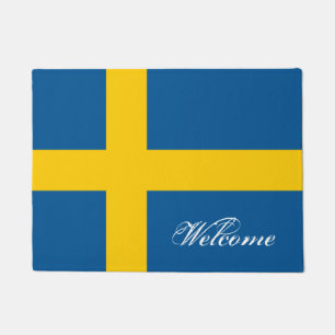 Tapis de porte suédois de drapeau avec le texte