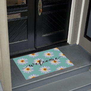 Tapis de porte tendance marguerite jaune vif