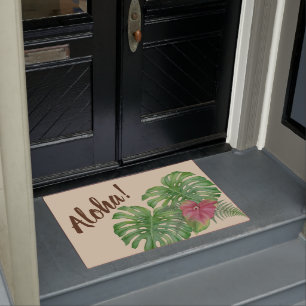 Tapis de porte tropical de Monstera et d'anthure