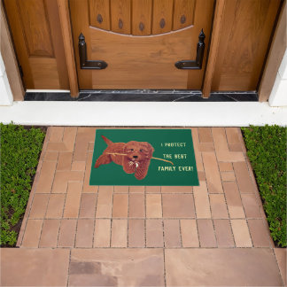 Tapis de porte vert chien doré Goldie