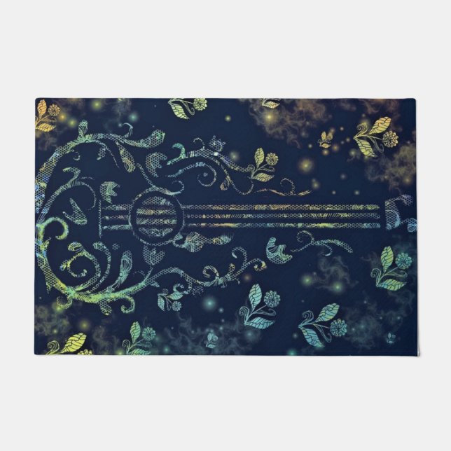 Tapis de portes de guitare à fleurs (Devant)